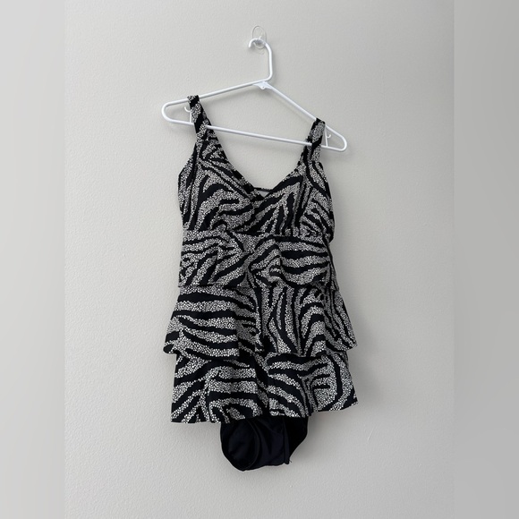 Swim Plus Zebra Print Tankini High-waist Swimsuits Set, Size 14 - Picture 2 of 10